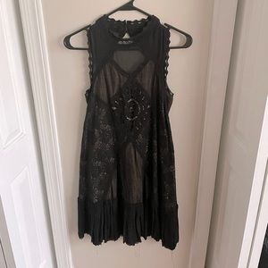 Free People • Black Angel Back Lace Mini Dress